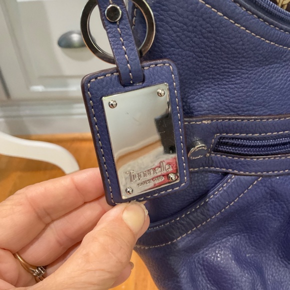 Tignanella Purple Leather Shoulder Purse and Matching Key Fob, NWOT - Picture 2 of 4